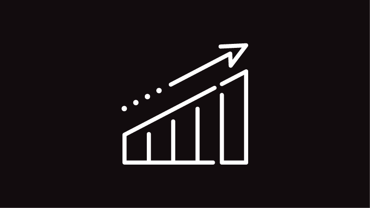 icône représentant une graphique de croissance sur fond noir